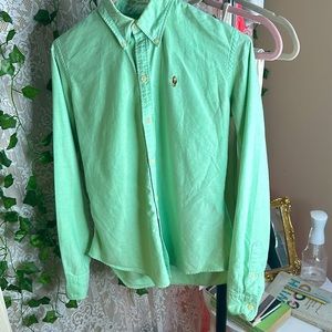 RALPH LAUREN Women’s Long Sleeve Button Up 100% Cotton Solid Print